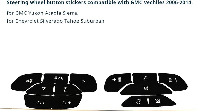 AtticZone Steeing Wheel Dash Button Repair Kit Stickers Decals Compatible with GM GMC Yukon Acadia Sierra, Chevrolet Silverado Tahoe Suburban 2006-2014, 2Pcs - Image 2